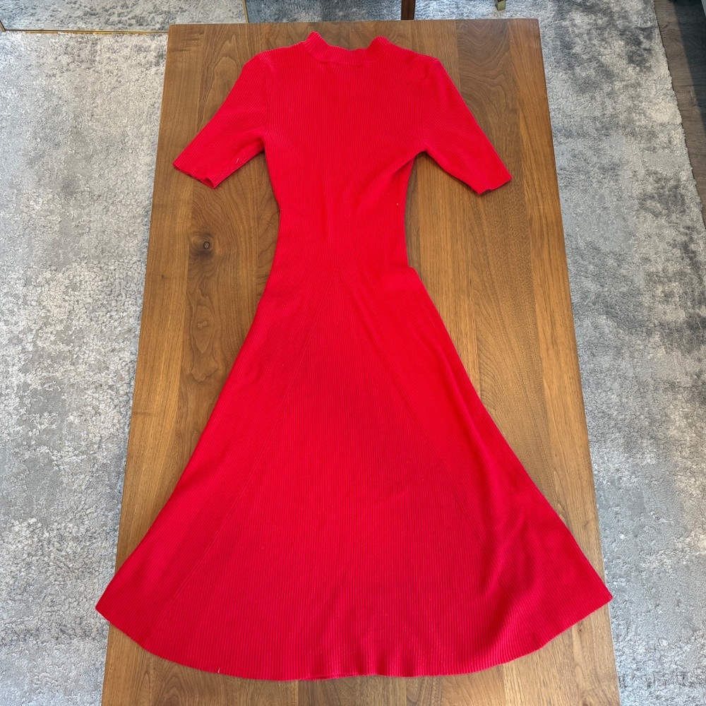 H&M Women's Red Ribbed Midi Sweater Dress Size S - Picture 6 of 6